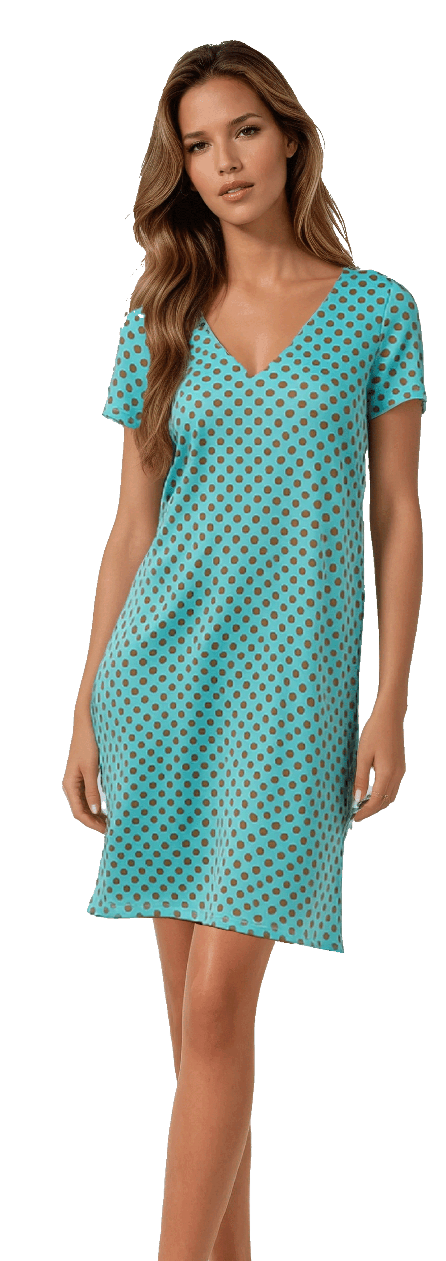 VIVIAN TURQUOISE À POIS MOKA AL5036